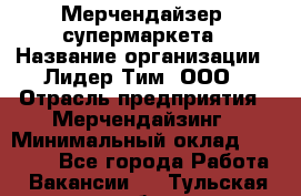 Мерчендайзер  супермаркета › Название организации ­ Лидер Тим, ООО › Отрасль предприятия ­ Мерчендайзинг › Минимальный оклад ­ 25 000 - Все города Работа » Вакансии   . Тульская обл.